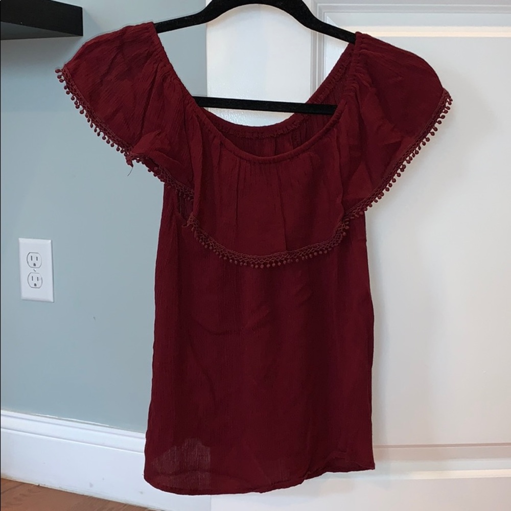 Burgundy Off the Shoulder Top